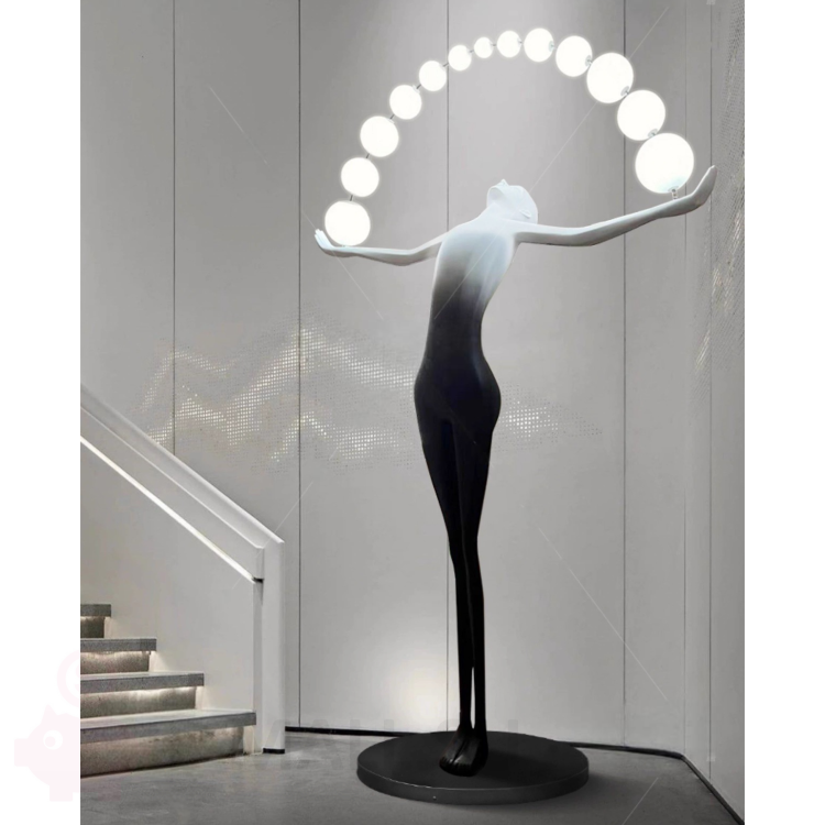 Firmly Woman Holding Radiance Floor Lamp