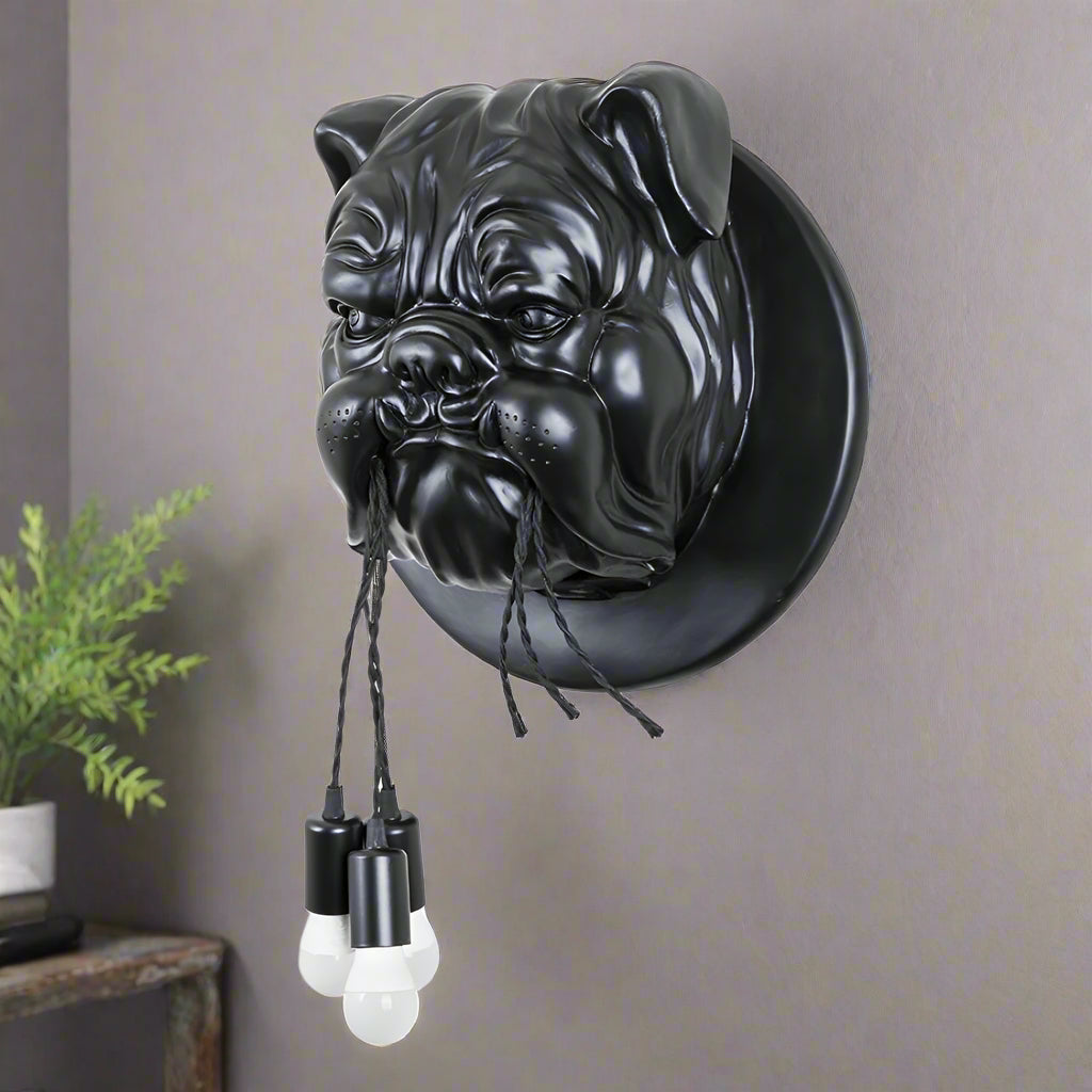 Firmly French Bulldog Wall Sconce – E27 Resin Dog Head Wall Lamp with Bulbs