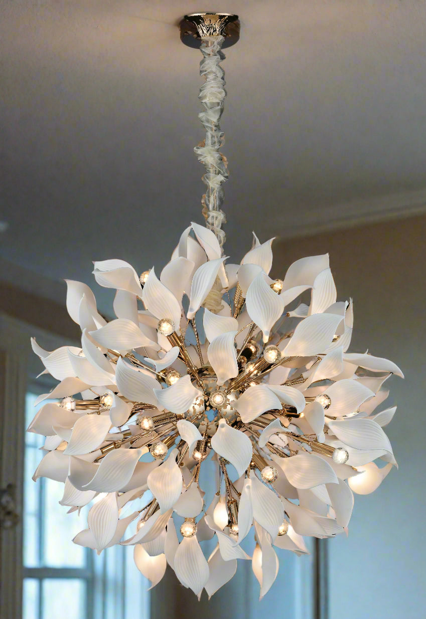 Firmly Cecilia Flower Chandelier – Elegant Ceramic Design with Gold & Silver Frame